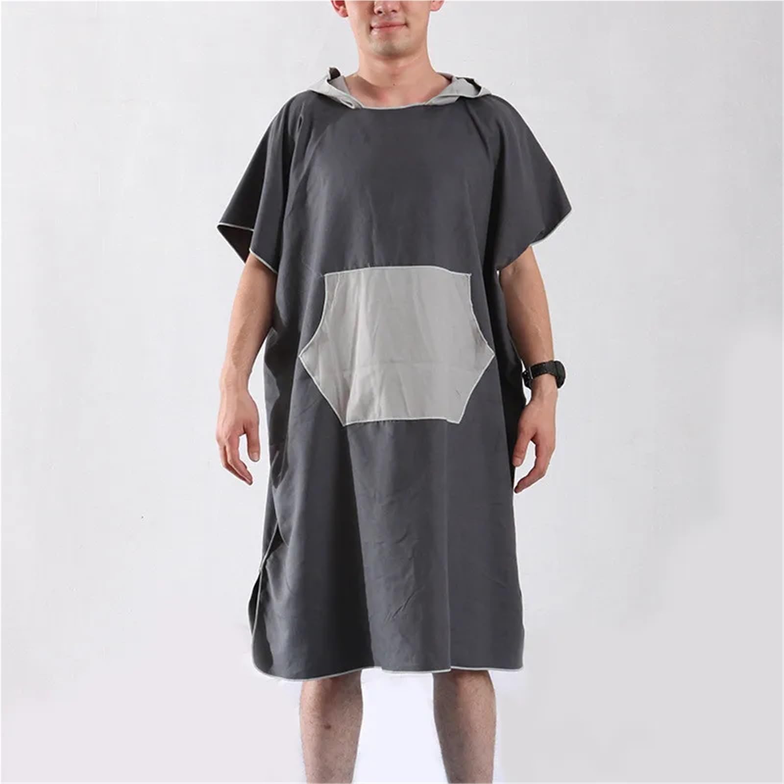 Schnelltrocknendes Strandtuch aus Mikrofaser mit Kapuze, Wickelmantel, Strandkleidung, Poncho, Surf, for Schwimmen im Freien, for Männer und Frauen, Bademantel, Badeanzug(Orange)
