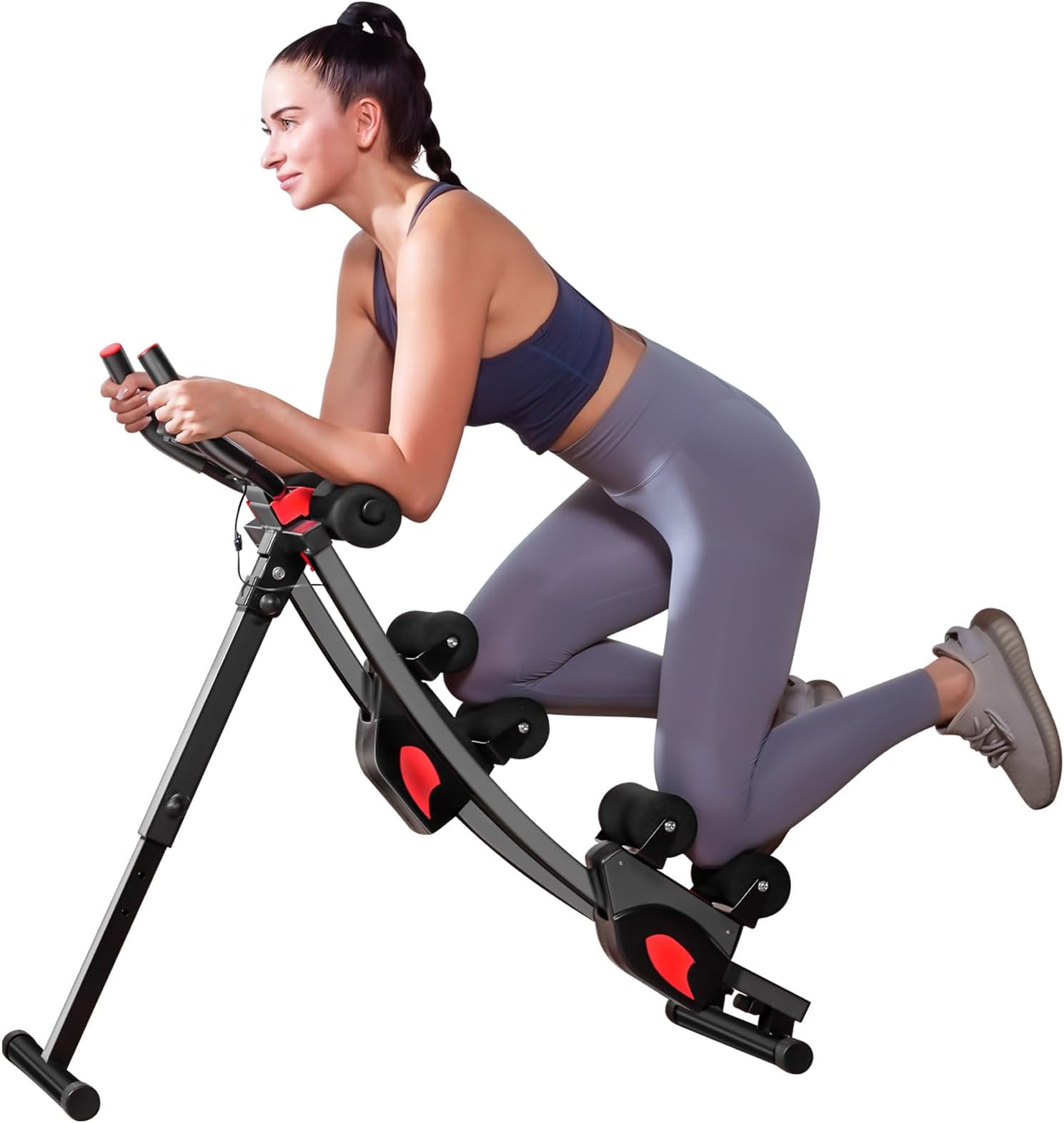 BODY RHYTHM Dual-track Ab Workout Machine with 4 Adjustable Heights, Foldable Core & Abdominal Exercise Machine with 330lbs Weight Capacity, Total Ab Workout Equipment for Home Gym, Ab Women Exercise Fitness Trainer.