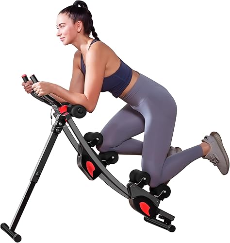 BODY RHYTHM Máquina de entrenamiento de abdominales de doble pista con 4 alturas ajustables, máquina de ejercicio abdominal y núcleo plegable con