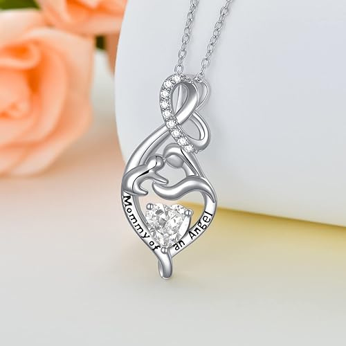 Miniatura 3 de Collar de plata de ley S925 con piedras natales personalizadas, collar para mamá de un ángel, joyería conmemorativa, regalo de condolencias