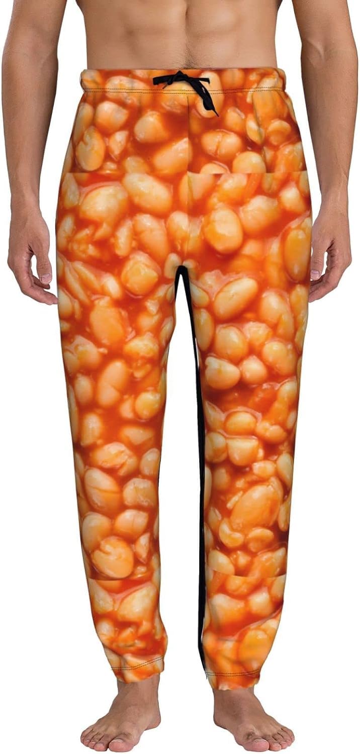 woerexker Men Sweatpants Baked Beans Funny Joggers Pants Sports Trousers with Drawstring