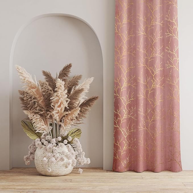 Image of Homefab India Velvet Curtain Room Darkening - Window 5 feet, Pack of 1 Panel, Light Pink