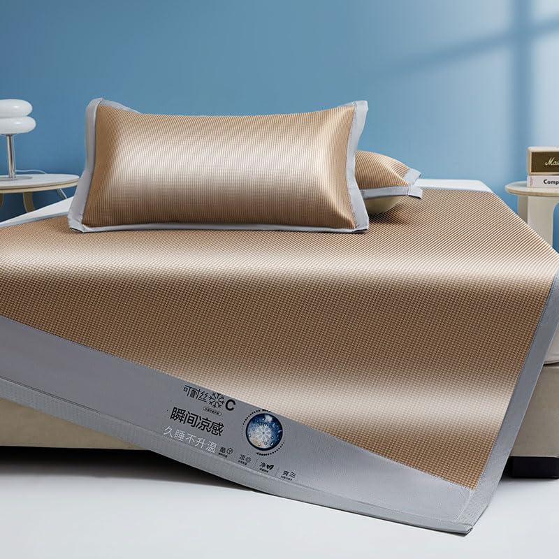 Drap de lit supérieur marron 200x220cm avec ses 2 taies d'oreiller assorties pour l'été