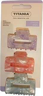 مشبك شعر اكريليك باستيل 8306 من تيتانيا، 3 قطع، مقاس 4 سم