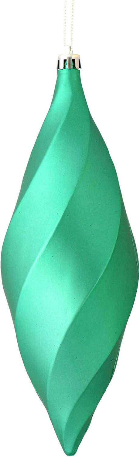Vickerman 8" Matte Swirl Finial Ornament, Shatterproof Plastic, Holiday Christmas Tree Decoration, 6 Pack, Seafoam Green