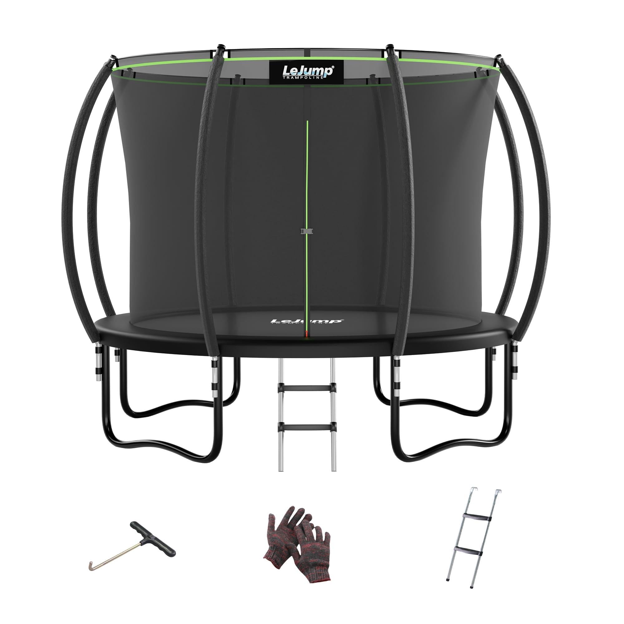 LeJump 235/305/366 cm Outdoor Trampolin für Kinder und Erwachsene, großes Garten-Trampolin mit Netz und Leiter, GS-zertifizierte Trampoline, Tragfähigkeit 150 kg