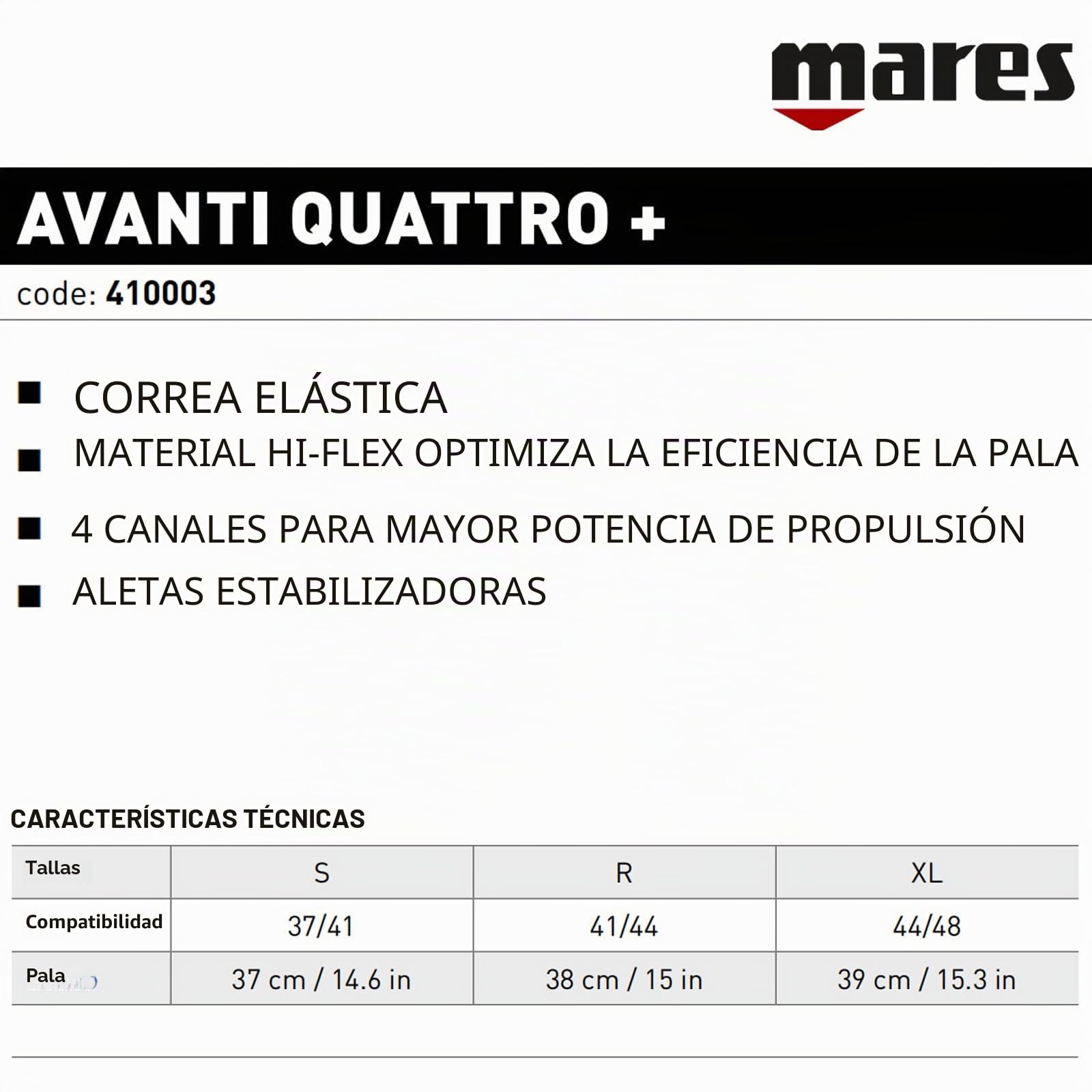 Mares Avance Quattro +, Aletas Unisex Adulto