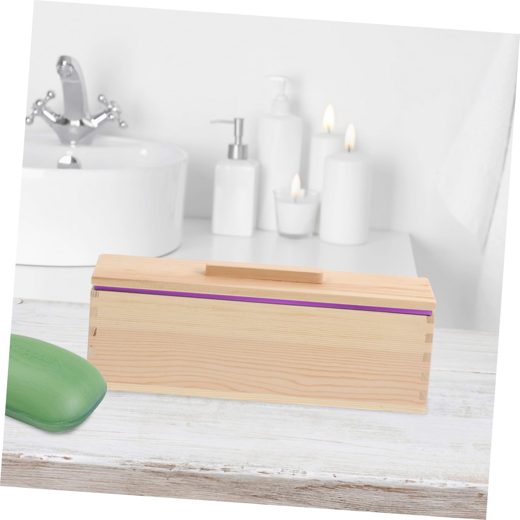 Molde de Caja de Madera para Jabón Reutilizable Púrpura
