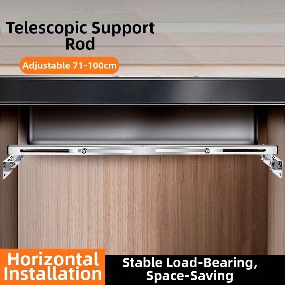 Juego de 2 soportes de acero inoxidable para aplicación horizontal de fregadero de cocina con barra de soporte inferior y soporte anticaídas para estabilidad (51-80 cm)