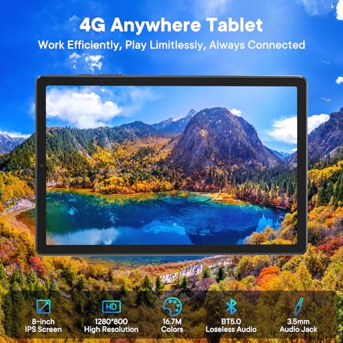 Image of HAOVM Android 15 Tablet 8 Inch,4G SIM Unlocked Tablet, Octa-Core CPU 2.0GHz, 12 GB+64 GB, TF Expandable, IPS Display, 5G WiFi, 5MP+8MP Dual Cameras,5100mAh, GPS, Gray Case