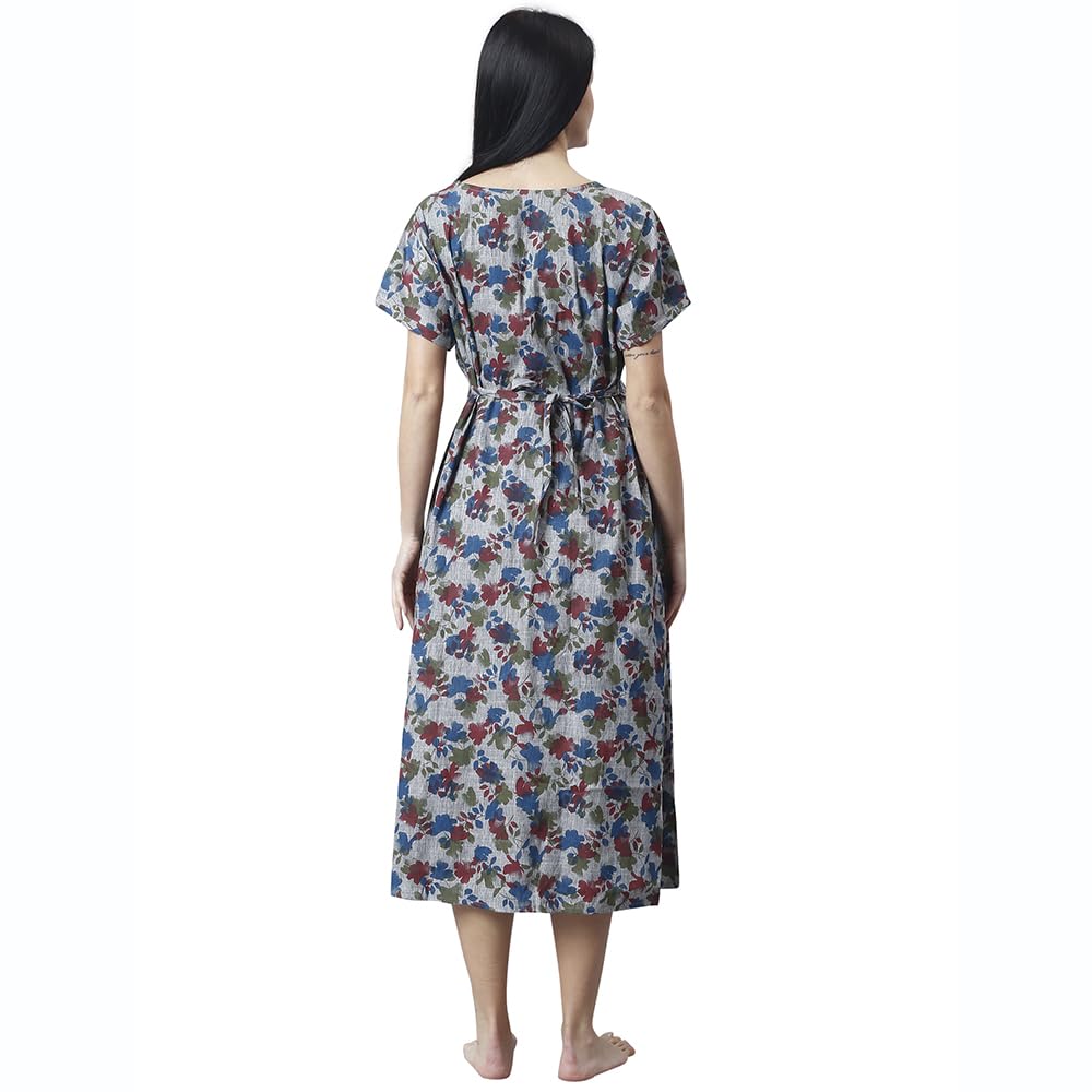 CEE 18 Women's Cotton Rayon A-Line Maternity Feeding Kurti with Zippers (9924_40_Matchless Grey_Large) 2