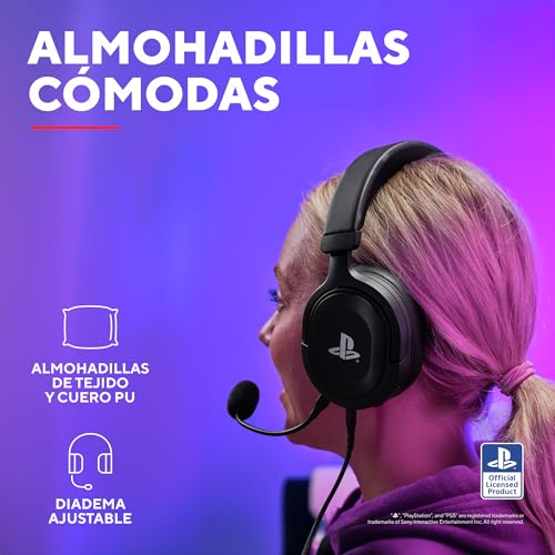 GXTrust 498 Forta Cascos PS5 / PS4 Sostenibles, Licencia Oficial para PlayStation 5, Diadema Regulable, Micrófono Extraíble, Auriculares Gaming, Cable de 1.2 m, Negro - imagen 4