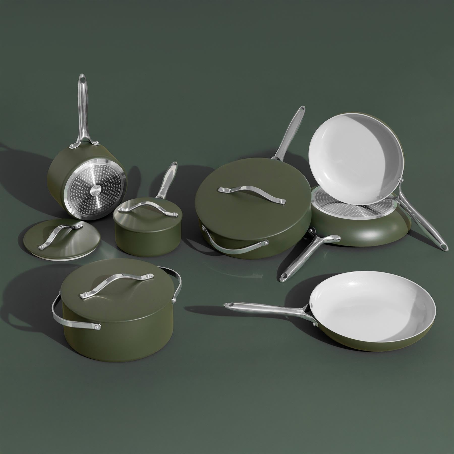 ProChef Padella in ceramica antiaderente a induzione, 24 cm, in alluminio senza PFA, verde