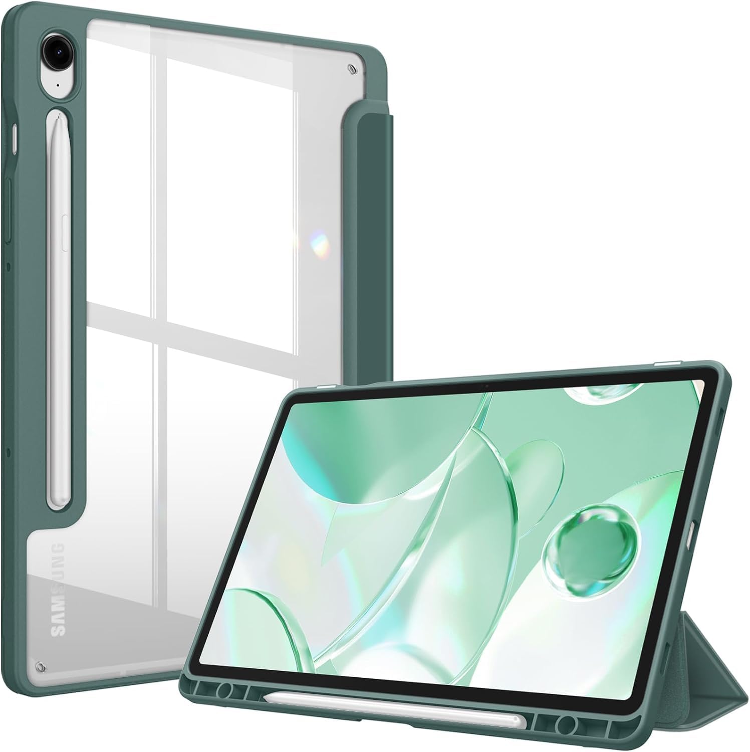 AGEIS Hybrid Slim Case for Samsung Galaxy Tab S9 FE 5G 10.9 Inch/Galaxy Tab S9 11 Inch 2023 with S Pen Holder, Shockproof Cover with Clear Transparent Back Shell - Green (B0DH4SPGM1) Amazon Price History, Amazon Price Tracker