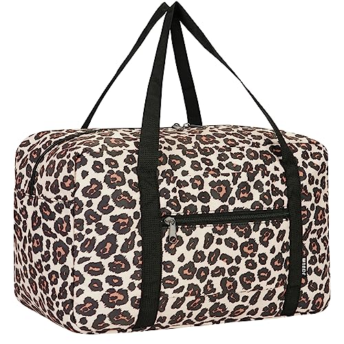 Bagaglio a mano Ryanair 40x30x20, 40x20x25 Borsa da viaggio per aereo Borsa da viaggio Piccola borsa sportiva pieghevole Valigia da weekend per uomo e donna di WANDF (Rosa Leopardato 20L)