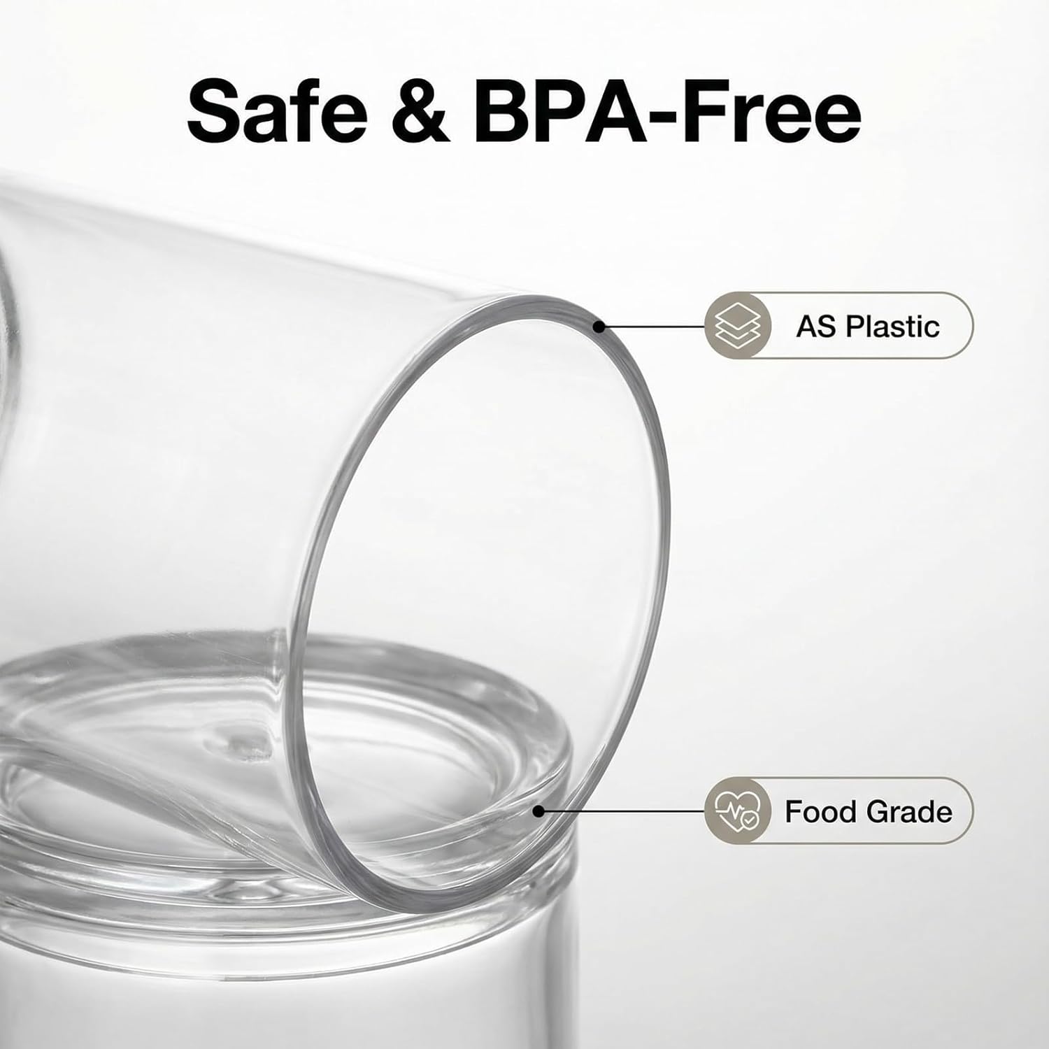 AOYITE 20-ounce Plastic Tumblers Dishwasher-Safe Premium Quality Juice Water Glasses BPA-free Clear Set of 6 Drinking Cups - Image 4