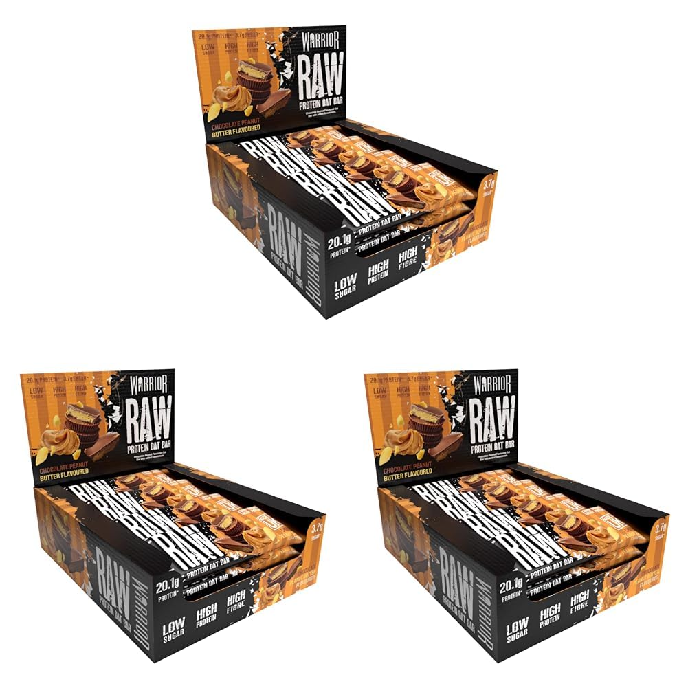 Warrior RAW Protein Bars 12 x 75g – 20g High Protein Bar, Low Sugar High Fibre Oat Protein Flapjack – Protein Snacks, Meal Replacement Bars (Chocolate Brownie) — view 46