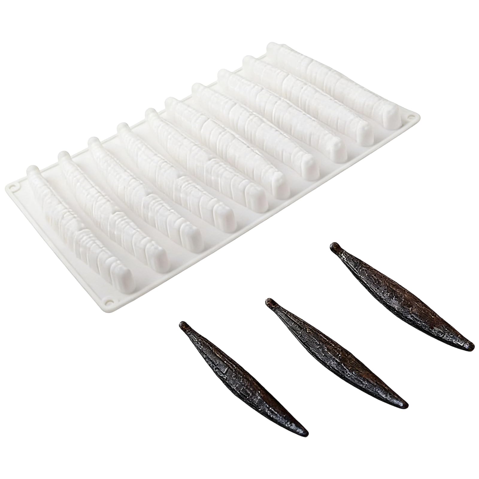 Whoasyst Nonstick Silicone Cake Chocolate Mold 10 Cavities Vanilla Pods Perfect for Baking Parties and Classes Homebrewed Dessert Molds