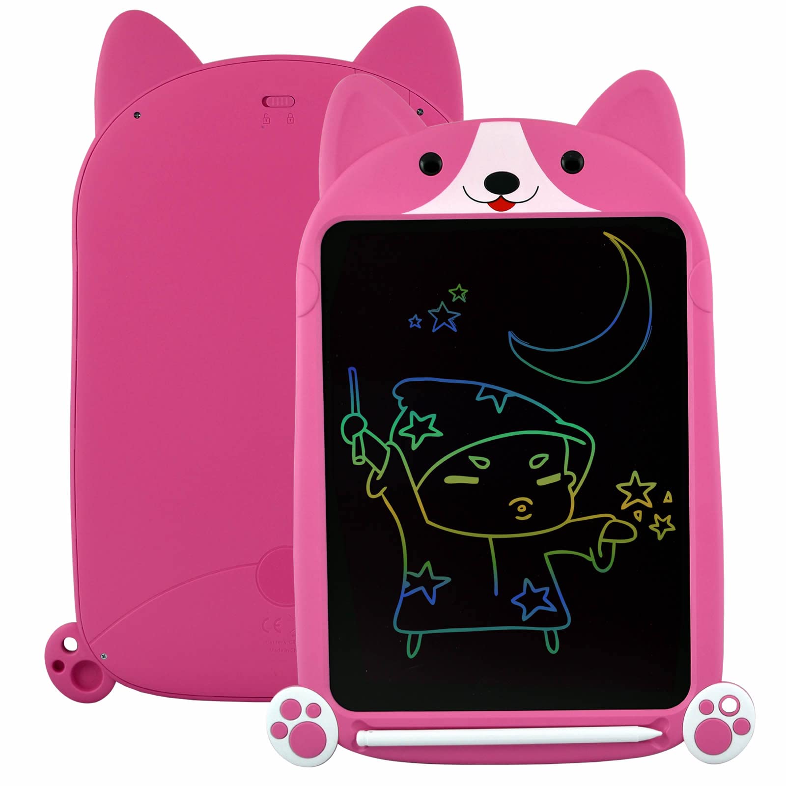 PUPPY LCD Writing Tablet, Large 10 Inch, Colorful Screen, Erasable Electronic Digital Drawing Pad Doodle Board With Stylus Pen, Gift for Kids Adults Home School Office (Pink) — view 8