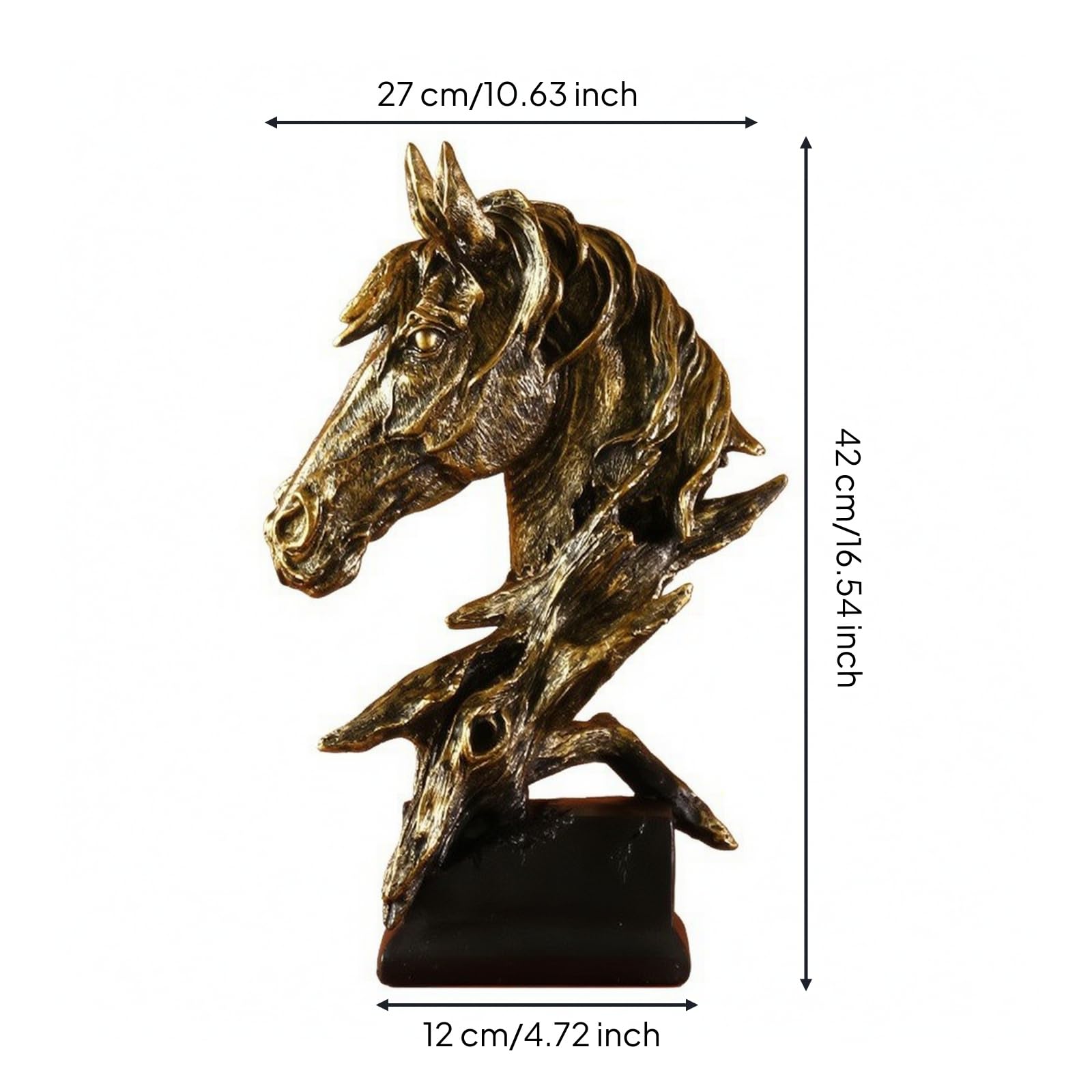 Gralara Figurine | Détails Sculptés Réalistes, Buste Socle Rectangulaire, Équestre, Statute, pr Bureau, Bronze