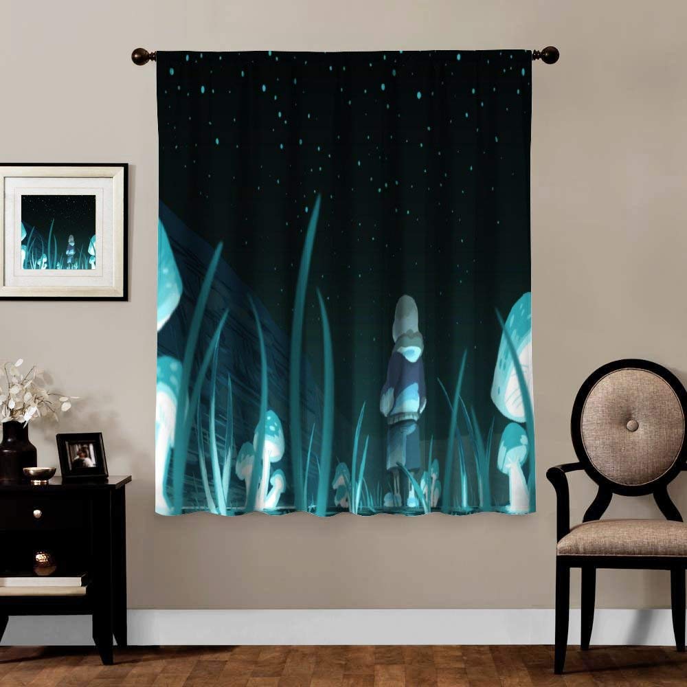 MVNTOO Rod Pocket Window Curtains, Sans Undertale Curtain,for Bedroom & Kitchen,W63 xH63