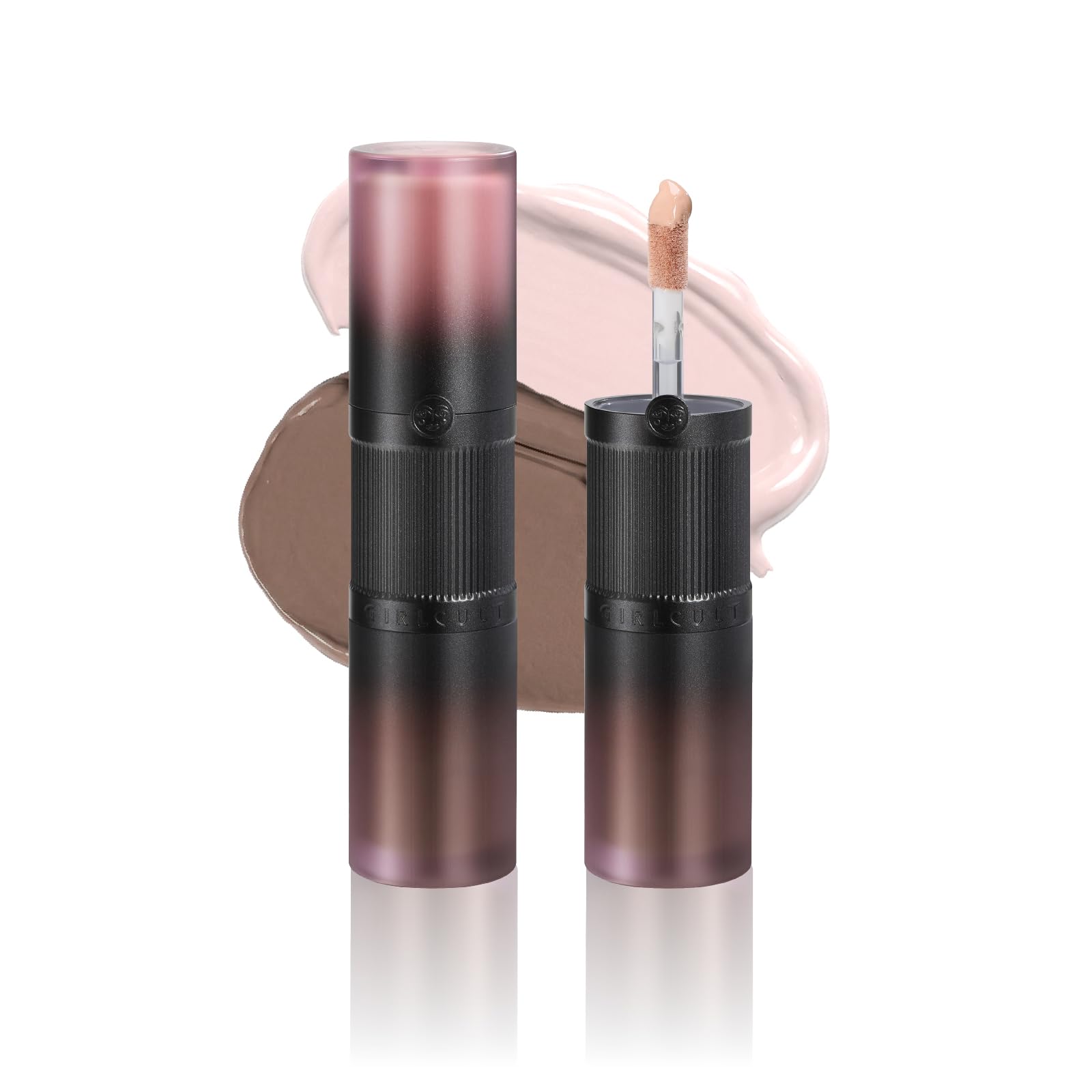 GIRLCULT Dual-Color Concealer & Contour, Brighten & Sculpt Face #01 #01 Light & Shadow（Pink White / Gray Brown）