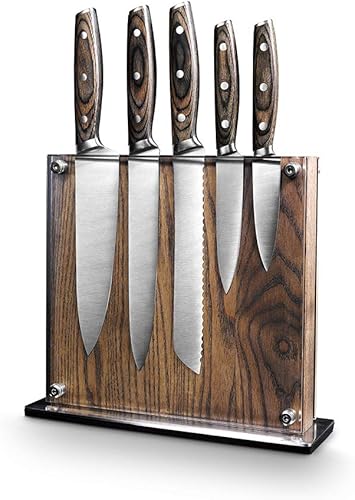 Cubertería de acero con soporte de madera  Art&Cook Elite 6 piezas magnético cuchillo bloque Set