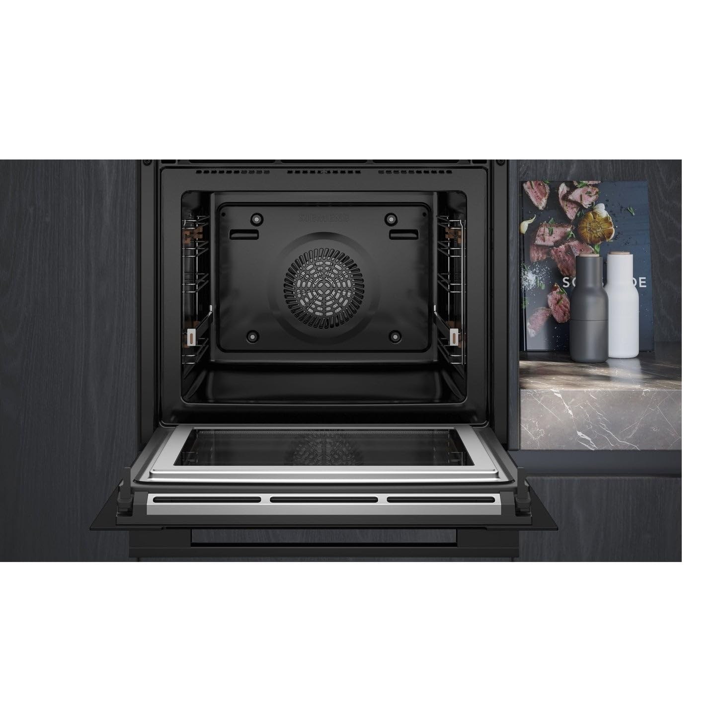 Siemens HM776GKB1 iQ700 - Forno da incasso intelligente con funzione microonde, 60 x 60 cm, 800 W, prodotto in Germania, nero, activeClean & humidClean autopulente, Air Fry, cookControl, touch screen