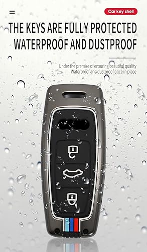 Miniatura 9 de HIBEYO Funda de llavero para Audi A6 A8 Q7 S6 A7 S7 E-Tron RS6 RS7 Q8 SQ8 SQ7 Funda inteligente para Audi A6 Accesorios 3 botones aleación+TPU doble