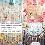 Sparkly Paper Pennant Banner Triangle Flags Bunting 8.2 Feet and Tissue Paper Tassels Garland 15 pcs for Baby Shower, Birthday Party Decorations, Metallic Gold - Image 3
