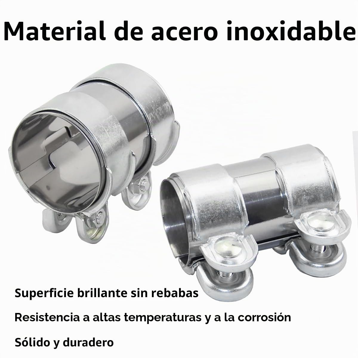 Abrazadera de Tubo de Escape 65mm Abrazadera de Banda de Escape Acero Inoxidable Conector de Tubo de Escape con Junta a Tope Doble Abrazadera de Escape Silenciador