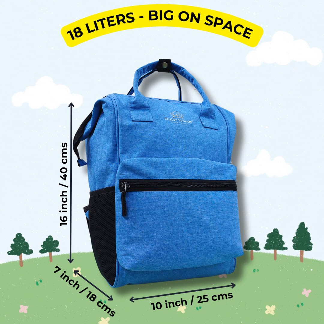 Outer Woods Baby Diaper Bag with Insulated Compartment |Baby Travel Bag 18 L | Baby Diaper Bag with Milk Bottle Compartment | Keep Milk and Food Cool 4+ Hours | Baby Travel Bag | Blue