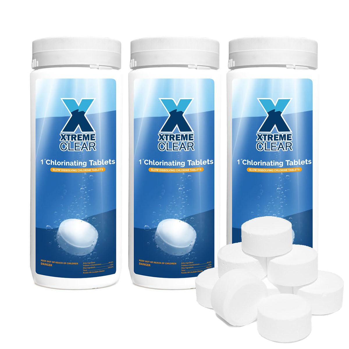 XtremeClear 3 Pack 1 Inch Chlorine Tabs