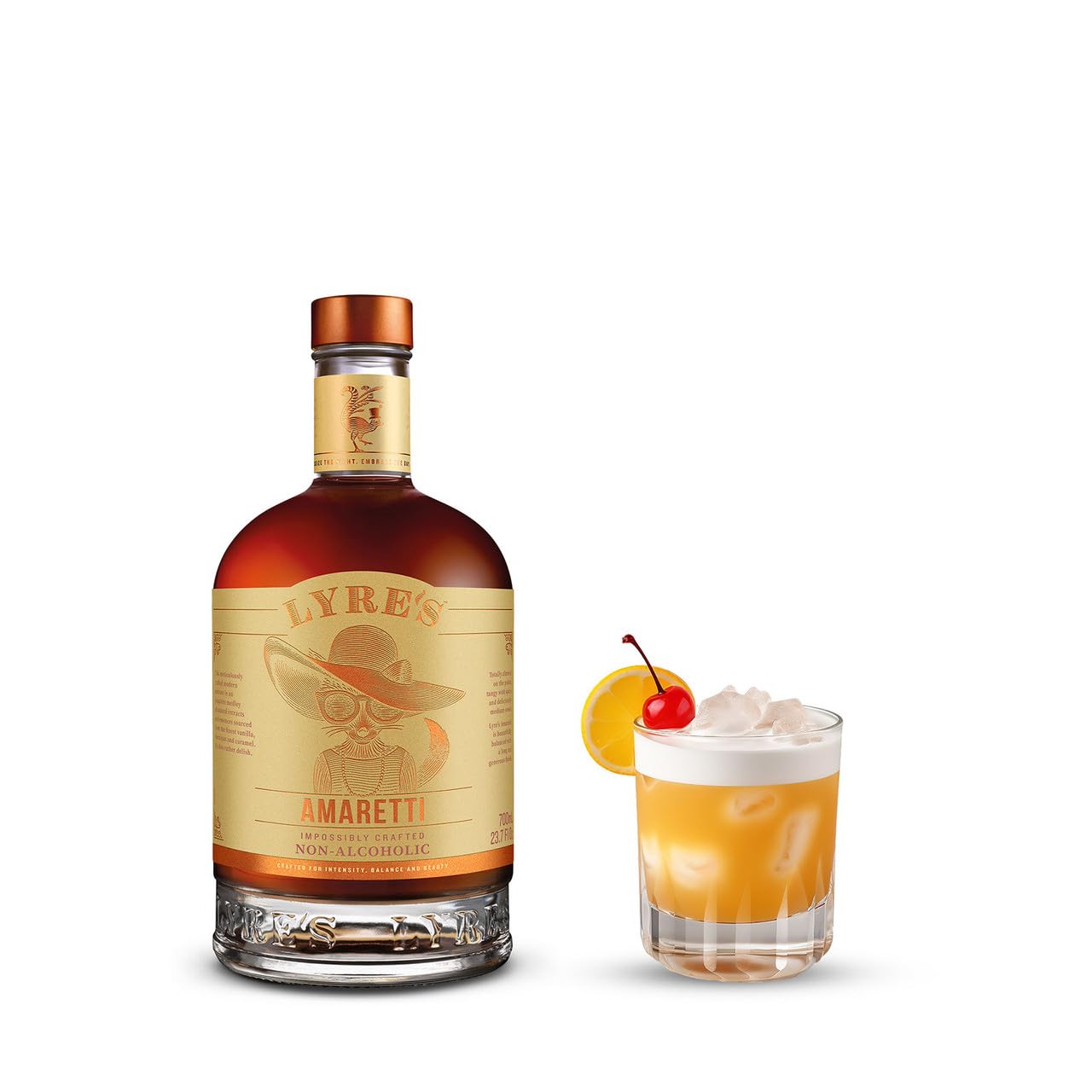 Lyre's Amaretti, Award-Winning Non Alcoholic Amaretto Alternative, Zero Proof Spirit for Non Alcoholic Amaretto Sours, Cocktails and Dessert Drinks (23.7 Fl Oz)