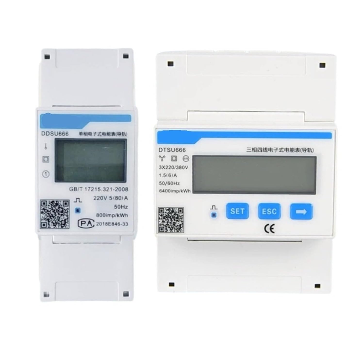DDSU/DTSU666 Digital Power Meter Single/Three Phase DIN Rail Mount with RS485 Compact Design(80A Modbus,DTSU666)
