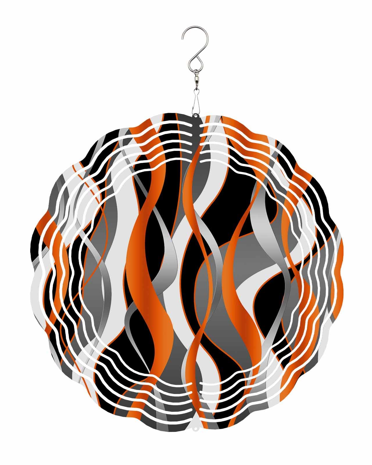 Abstract Wind Spinners, Twisted Ripple Stripes Lines Hanging Wind Spinners for Yard and Garden 3D Stainless Steel Metal Sculptures Crafts Ornaments 8 Inch