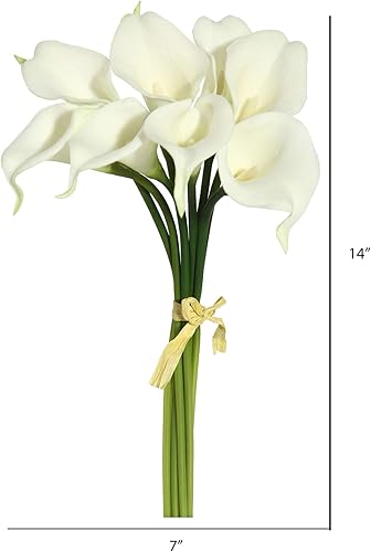 Miniatura 2 de Vickerman Paquete de lirio de cala artificial blanco de 14 pulgadas, flores formales de lirio de cala, lirios de cala, artificiales, perfecto para