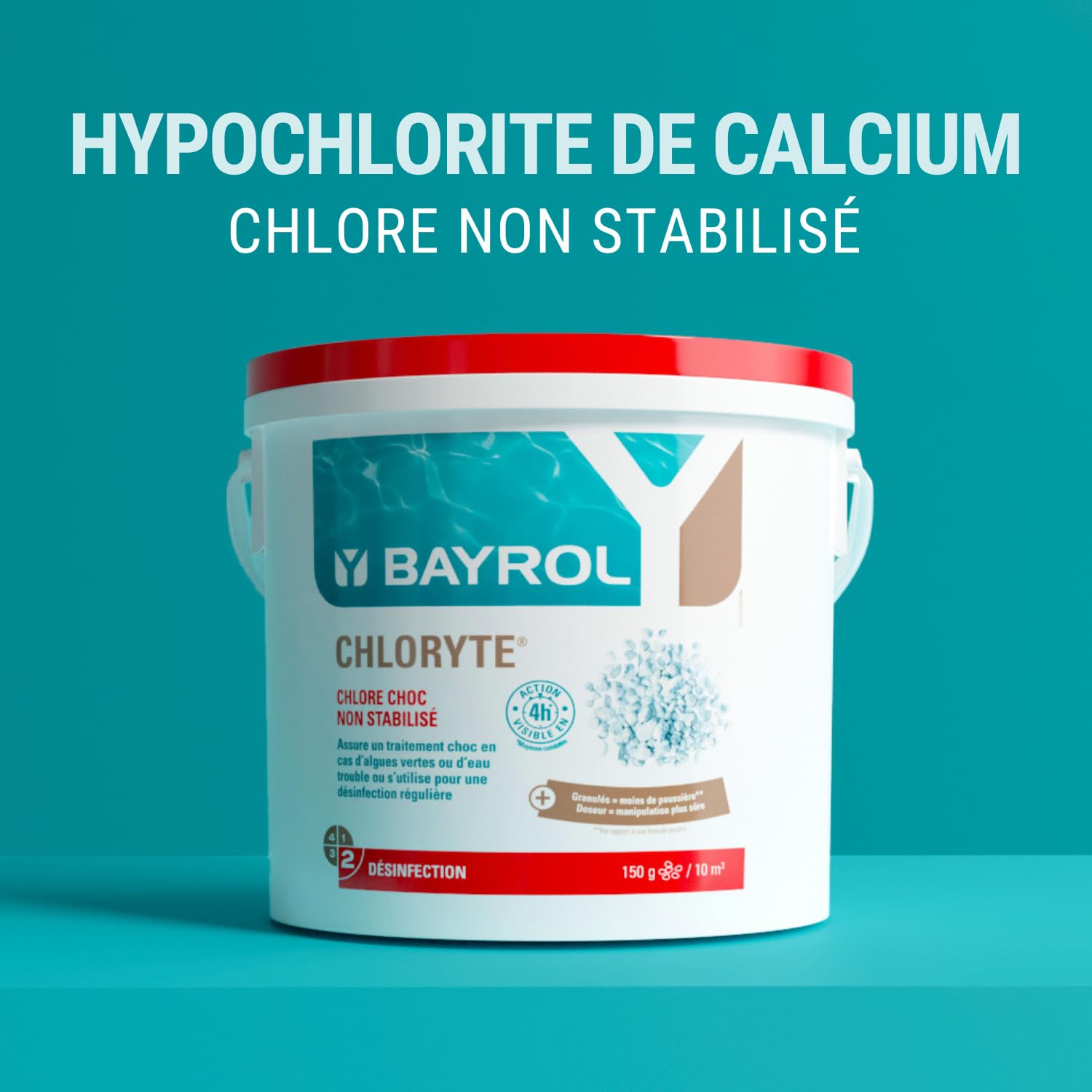 BAYROL Chloryte® 5 kg - Hypochlorite de Calcium - Chlore Non Stabilisé Piscine - Chlore sans Stabilisant - Traitement Choc et Entretien