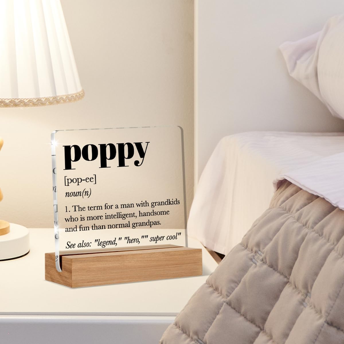 Gifts for Grandpa Poppy, Poppy Definition Gift, Grandfather Gift Ideas, Grandfather Christmas Gifts, Desk Decor Acrylic Sign, 4 x 4 Inches