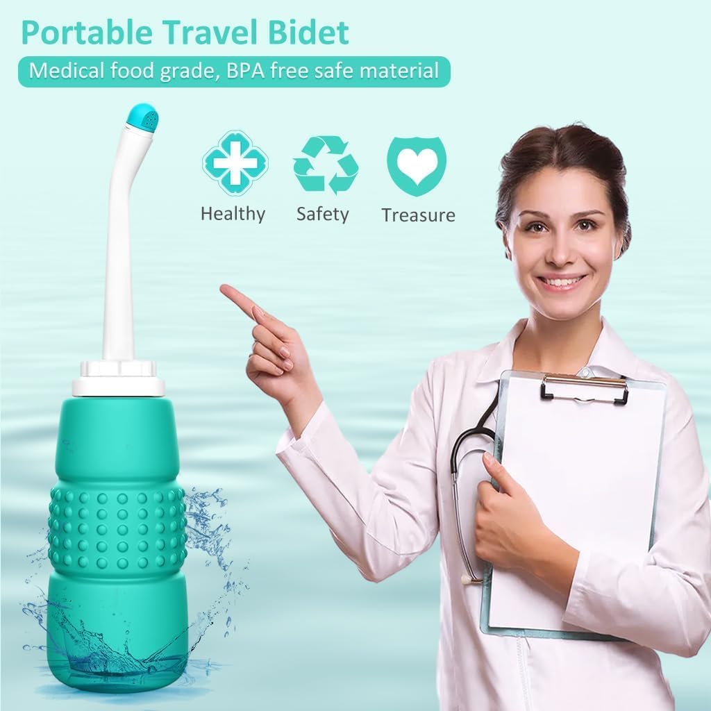 300ML Plastic Retractable Handheld Water Spray Bidet Portable of Antislip, Bidet Angled Nozzle Spray with Travel Bag, Bidet for Toilet with Long Pointed Nozzle for Personal Hygiene Cleaning/Baby Care/Soothing Postpartum Care 1