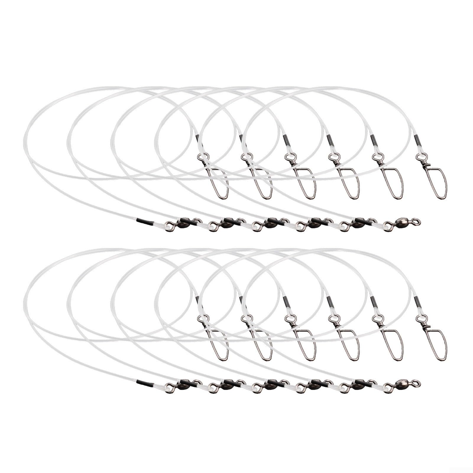Lot de 12 bas de ligne de pêche en fluorocarbone de 9 à 36,3 kg avec émerillon, fil solide et invisible pour eau douce et salée