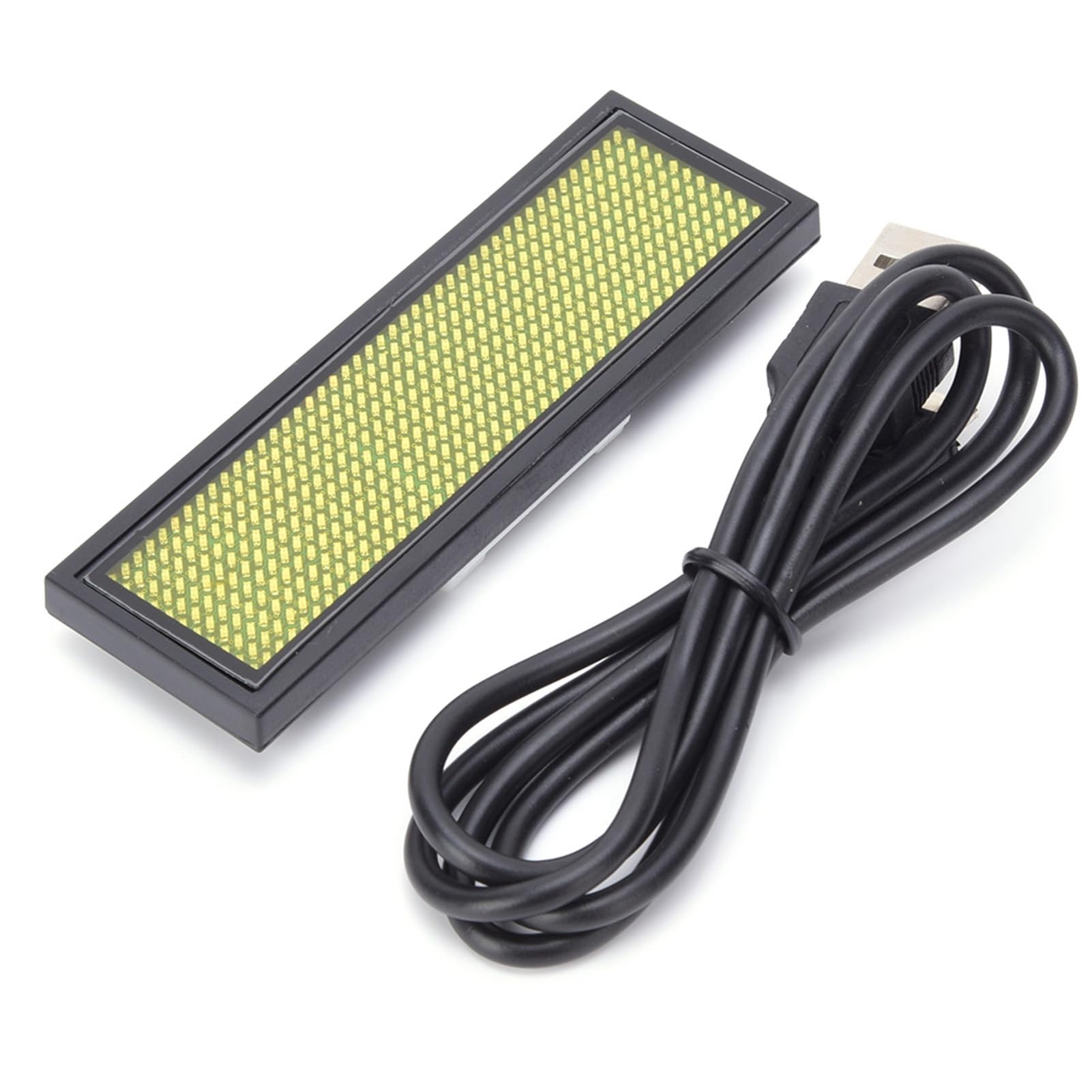 LED Name Badge, Mini LED Digital Programmable Scrolling Name Message Badge with Magnet/Pin, 10 Animations Display 110-240V (Yellow)