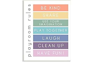 Stupell Industries Playroom Rules Rainbow Stripes Wall Plaque