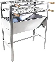 Churrasqueira Inox Portátil Modelo Fixa Com 2 Grelhas Inox Tamanho 60x75x35 (60X33X75)