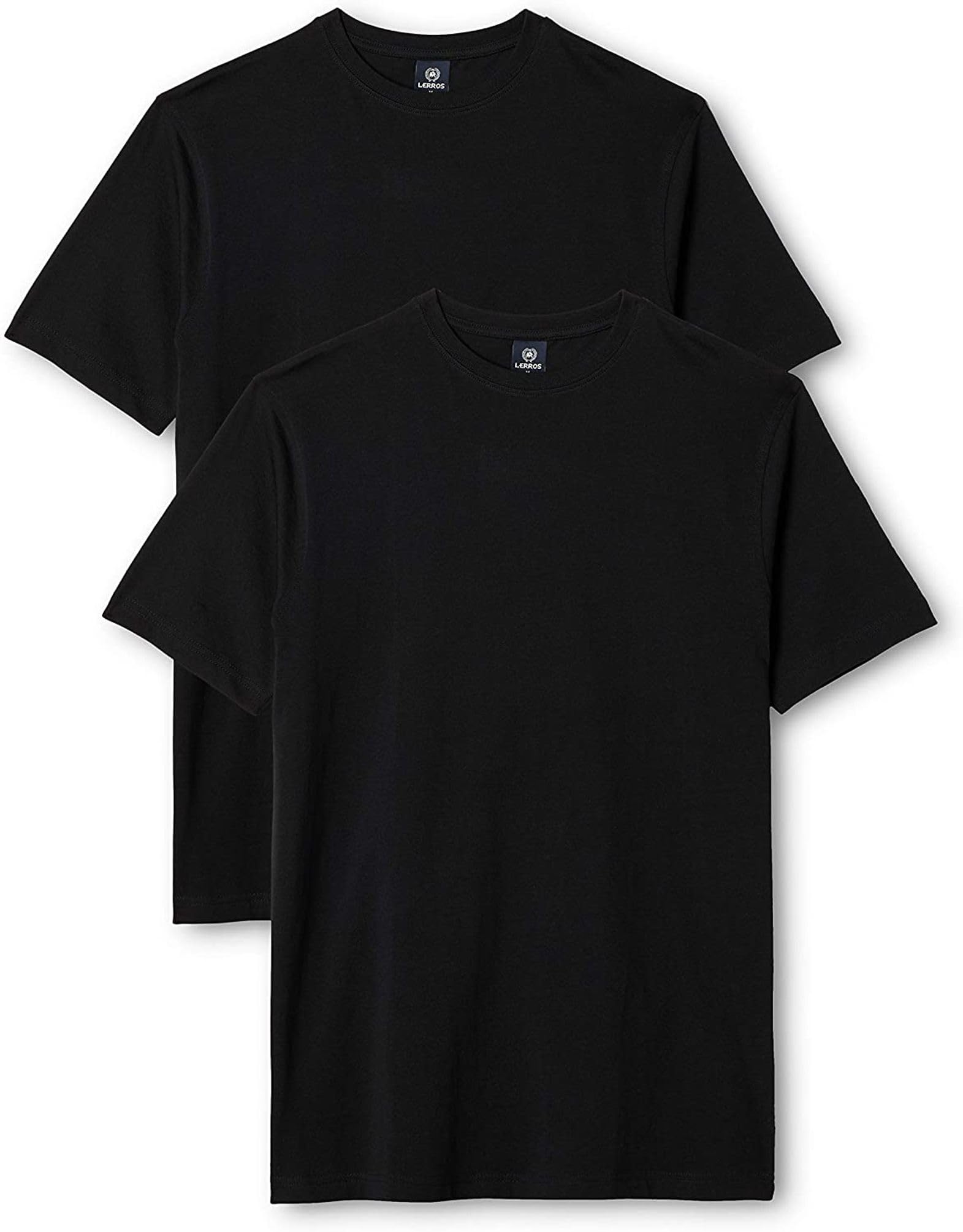 LERROS Men's Double Pack Crew Neck T-Shirt, Black, L
