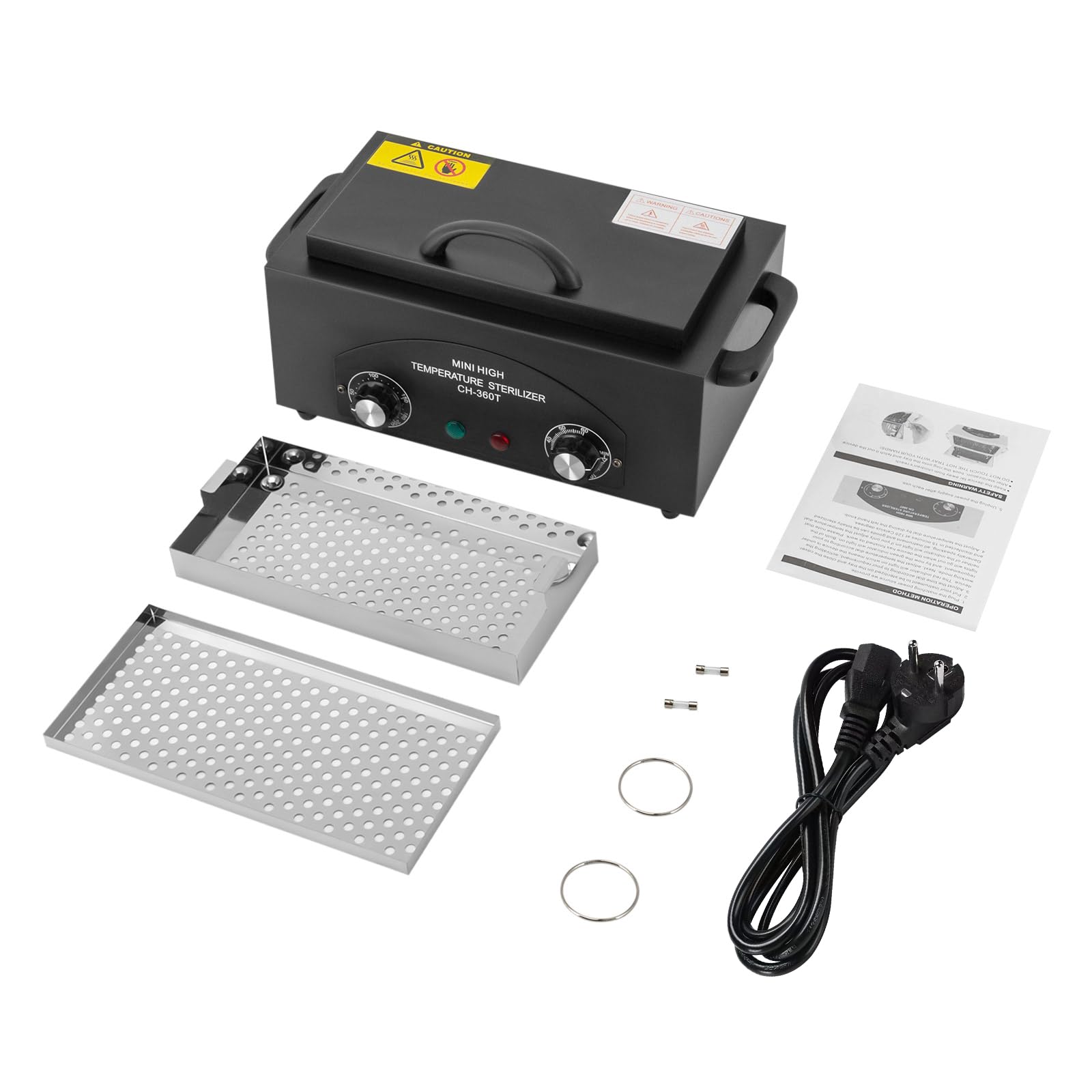 Stérilisateur à air chaud, 300W 1.5L Stérilisateur, 50-220°C Désinfection par Stérilisateur à Air Chaud avec Minuterie et Voyant Lumineux pour Salon Coiffure (noir)