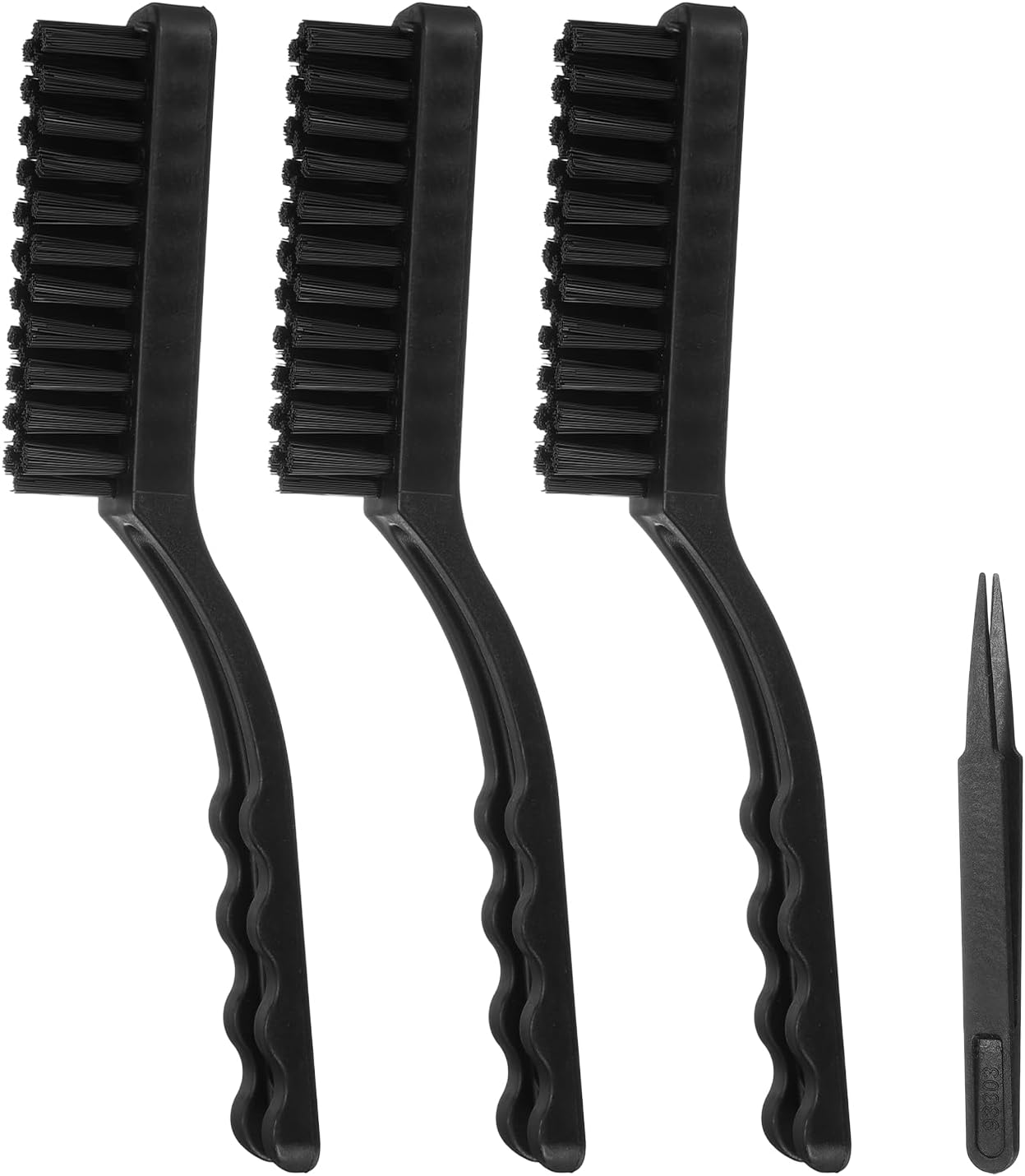 PATIKIL ESD Brush, 3Pcs Electronic Cleaning Brush Set with Tweezers Anti Static Cleaning Tools Plastic Angled Handle Nylon for PCB Computer Keyboard Camera 3D Printers, 20x98mm Bristles