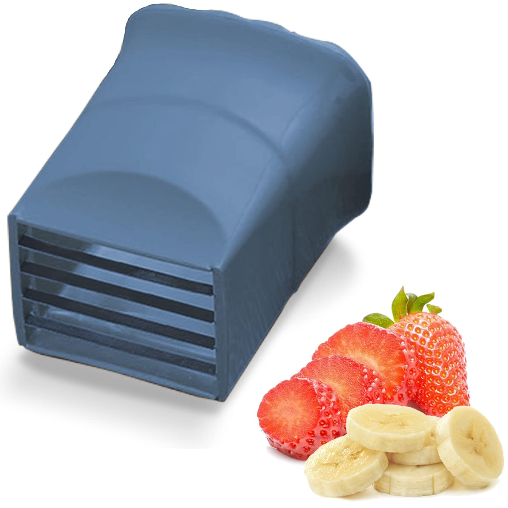 Generic Ea-Zy Fruit Cutter, Cup Slicer, 2024 NEW Fruit Slicer Cup Egg Slicer, Stainless Steel Banana Strawberry Cutter, Quickly Making Soft Fruits (Blue)