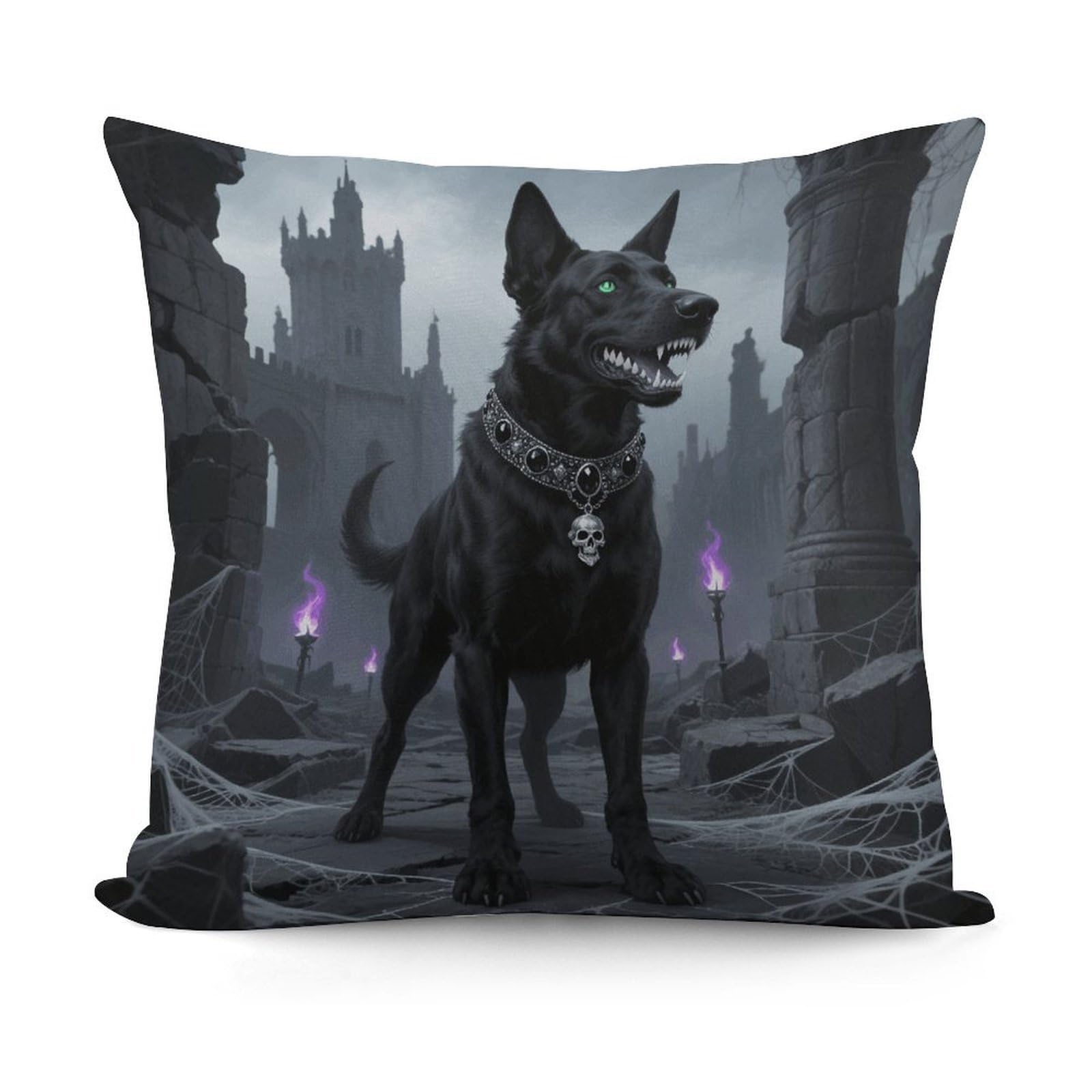 VstaDank Gothic Black Dog Throw Pillow Cover Soft Square Cushion Cover Art Artwork Pillow Covers Mordern Couch Pillow Covers Decorative Cushion Case for Chair Couch Bedroom Living Room