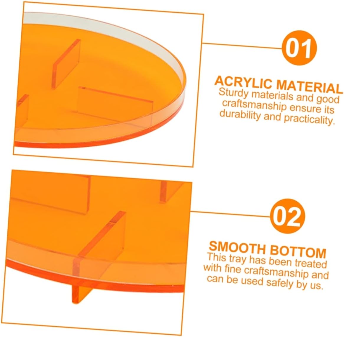 Acrylic Orange Jewelry Display Tray, 7" Round, 4 Compartments